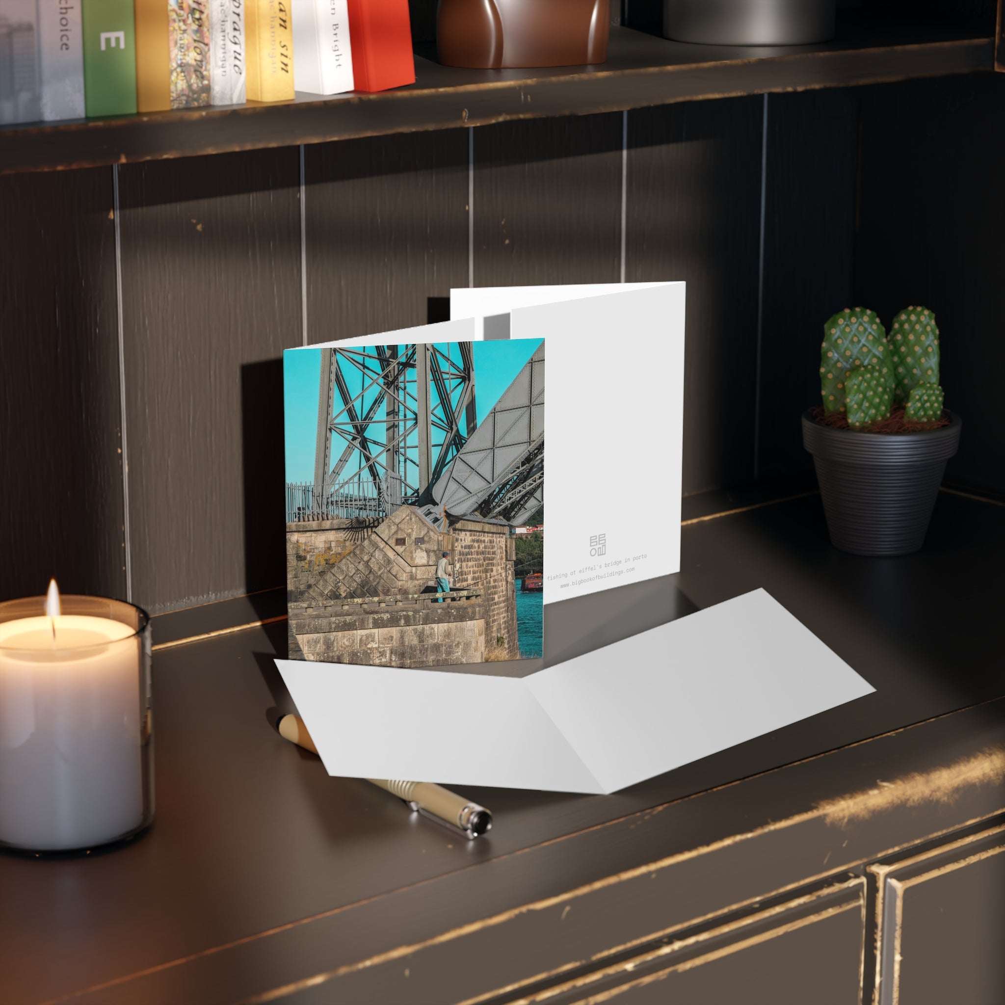 Portugal Bridge with Fisherman Greeting Card Set