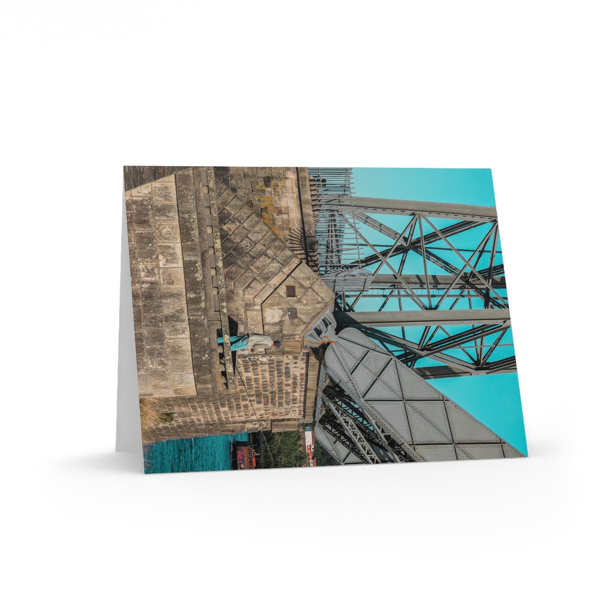 Portugal Bridge with Fisherman Greeting Card Set